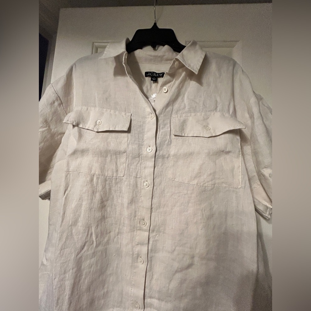 J Crew NWT Utility Shirt Dress in Linen Short Sleeve Size Small in Color
Natural - Picture 5 of 10